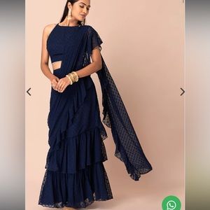Navy Blue Saree and top